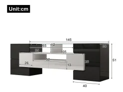 Hauss Spole Móvel TV com 6 portas, 2 gavetas e 2 nichos, LED incluído, em laca brilhante e branco - 145x30x51cm^ Móvel De Tv
