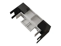 Hauss Spole Móvel TV com 6 portas, 2 gavetas e 2 nichos, LED incluído, em laca brilhante e branco - 145x30x51cm^ Móvel De Tv