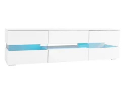 Merax Móvel TV com 4 portas, 2 gavetas, compartimento aberto - 160 x 39 x 45 cm - Aglomerado - LEDs - brilhante^ Móvel De Tv