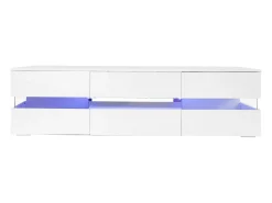 Merax Móvel TV com 4 portas, 2 gavetas, compartimento aberto - 160 x 39 x 45 cm - Aglomerado - LEDs - brilhante^ Móvel De Tv