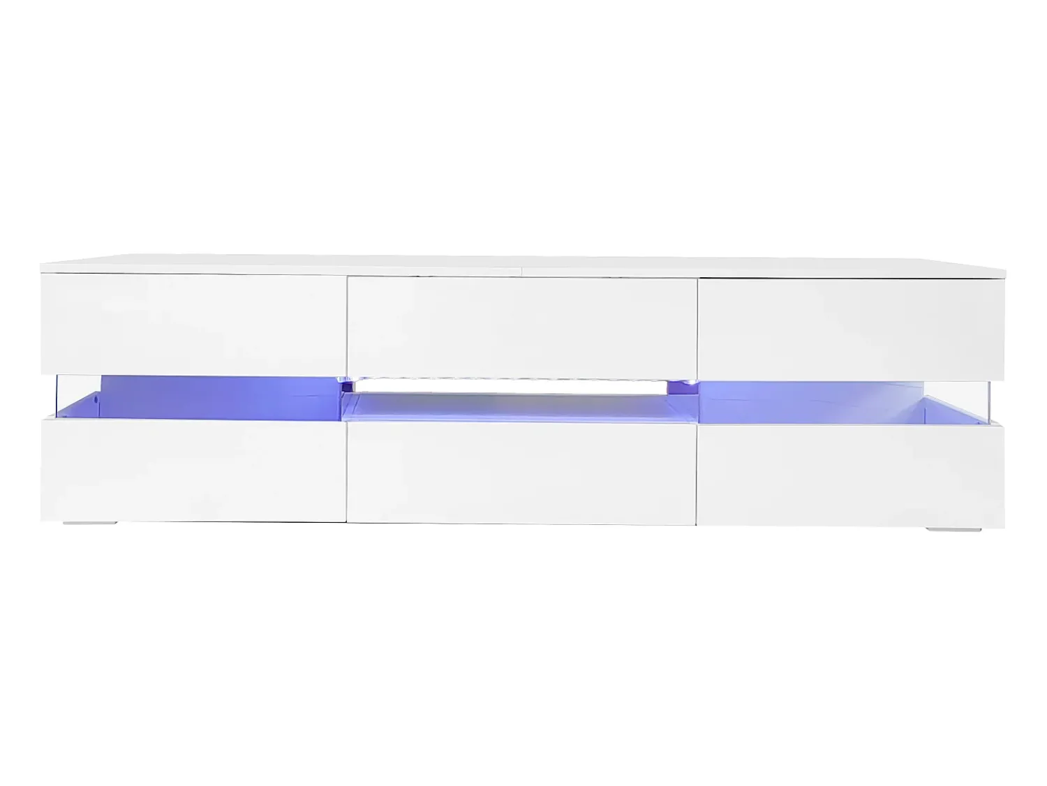 Merax Móvel TV com 4 portas, 2 gavetas, compartimento aberto - 160 x 39 x 45 cm - Aglomerado - LEDs - brilhante^ Móvel De Tv