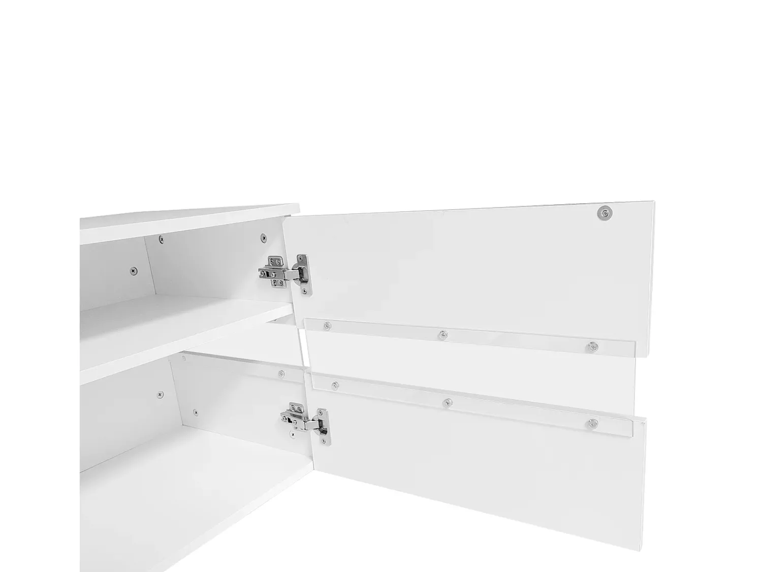 Merax Móvel TV com 4 portas, 2 gavetas, compartimento aberto - 160 x 39 x 45 cm - Aglomerado - LEDs - brilhante^ Móvel De Tv