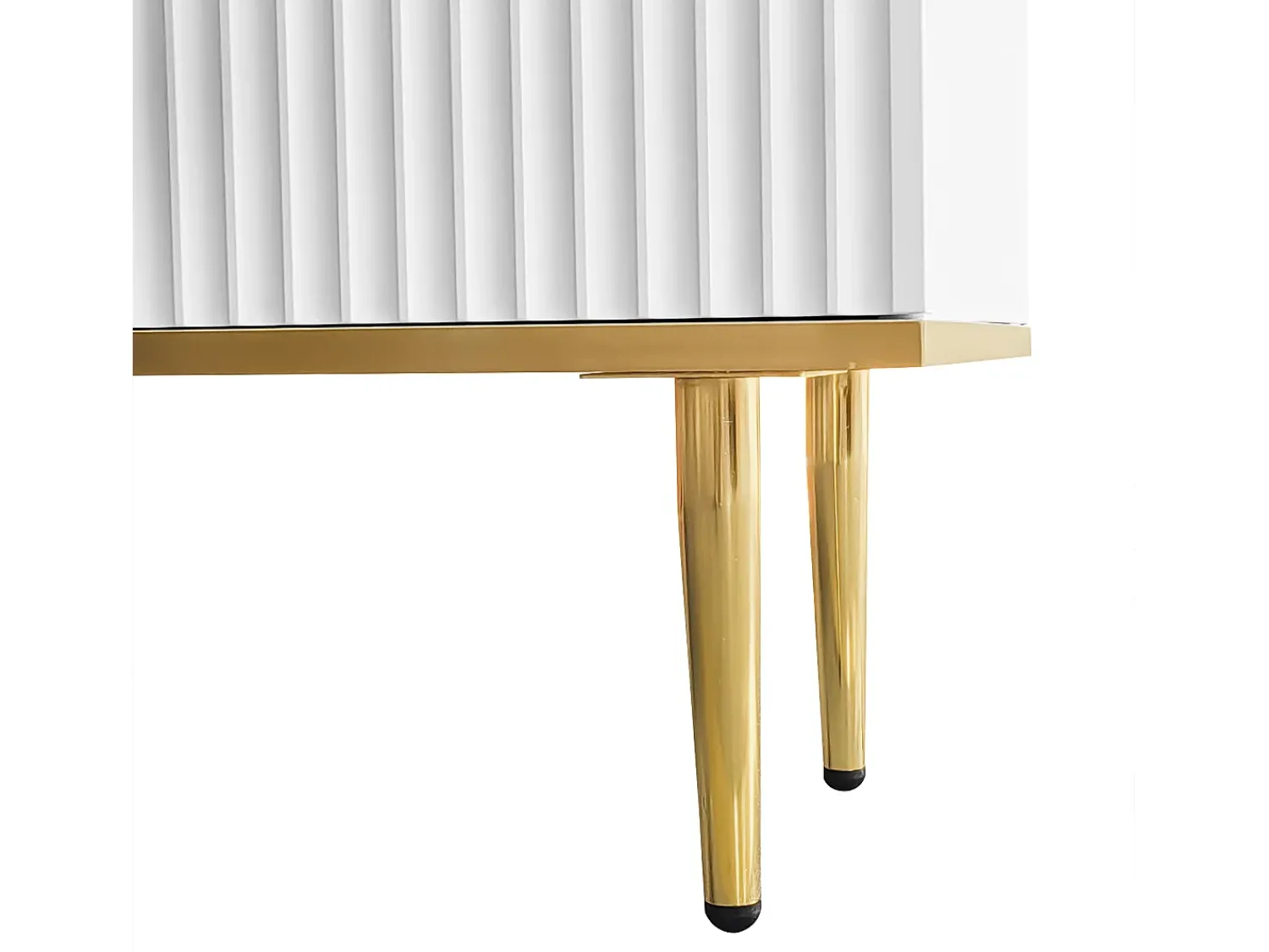 Móvel De Tv*Hauss Spole Móvel TV com 2 portas, 2 gavetas e 2 nichos, corpo ranhurado na cor branca com detalhes dourados - 165x36x55cm Branco