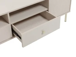 Hot Vente-unique Móvel TV com 2 portas, 2 gavetas e 2 nichos - e dourado - LUNAOR Bege