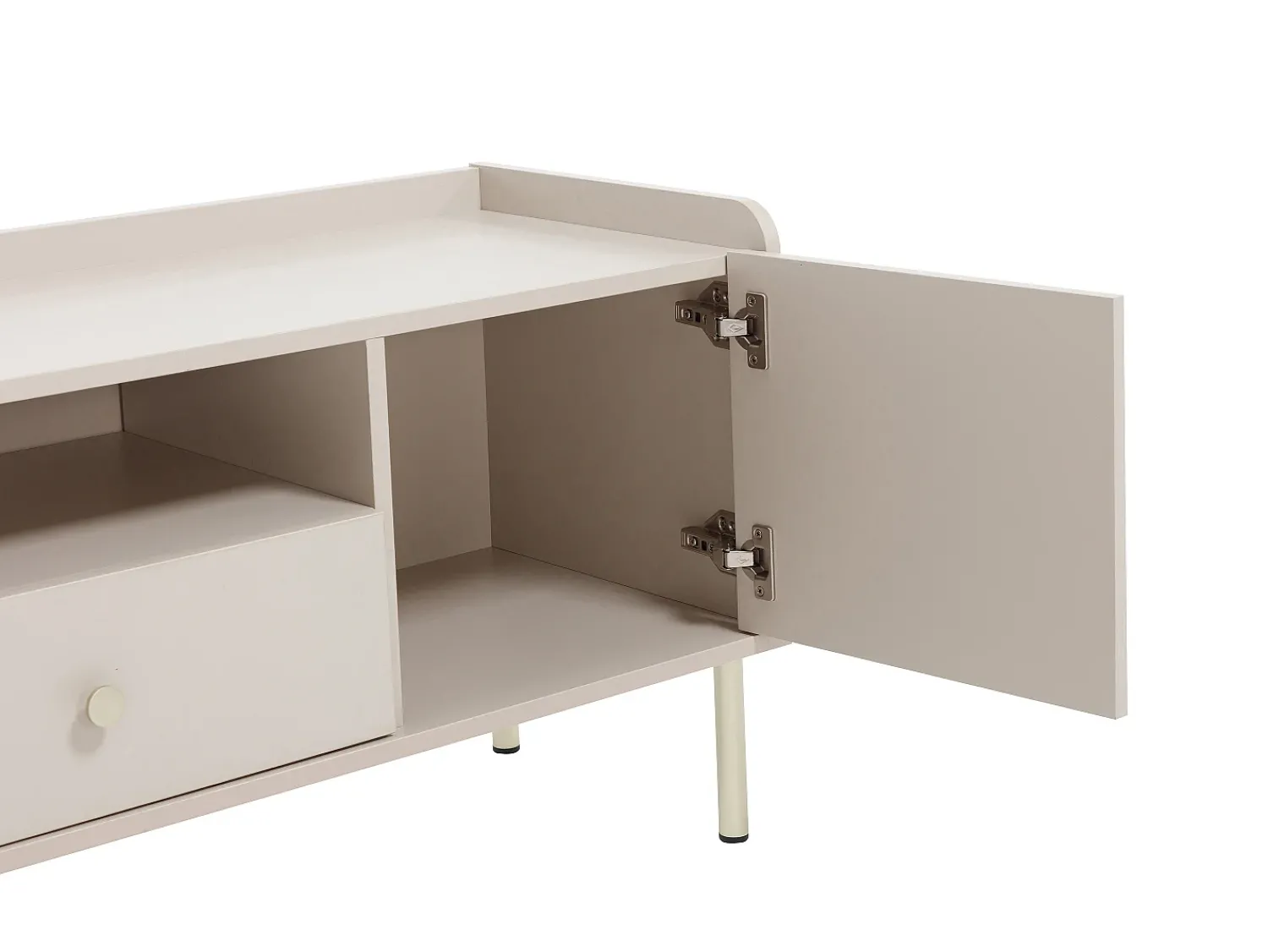 Hot Vente-unique Móvel TV com 2 portas, 2 gavetas e 2 nichos - e dourado - LUNAOR Bege
