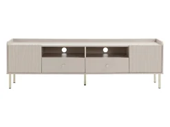 Hot Vente-unique Móvel TV com 2 portas, 2 gavetas e 2 nichos - e dourado - LUNAOR Bege
