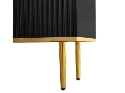 Online Hauss Spole Móvel TV com 2 portas, 2 gavetas e 2 nichos, corpo ranhurado na cor preta com detalhes dourados - 165x36x55cm Preto