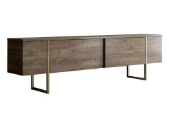 Móvel De Tv*Vente-unique Móvel TV com 2 portas - e dourado - ZIRELDA Natural escuro