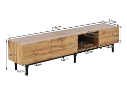 Best Hauss Spole Móvel TV com 3 portas, 2 nichos e LED, corpo em madeira natural clara, pés pretos Natural claro