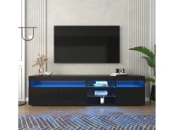 Móvel De Tv|Hauss Spole Móvel TV com 3 portas, 5 nichos e LED, Preto