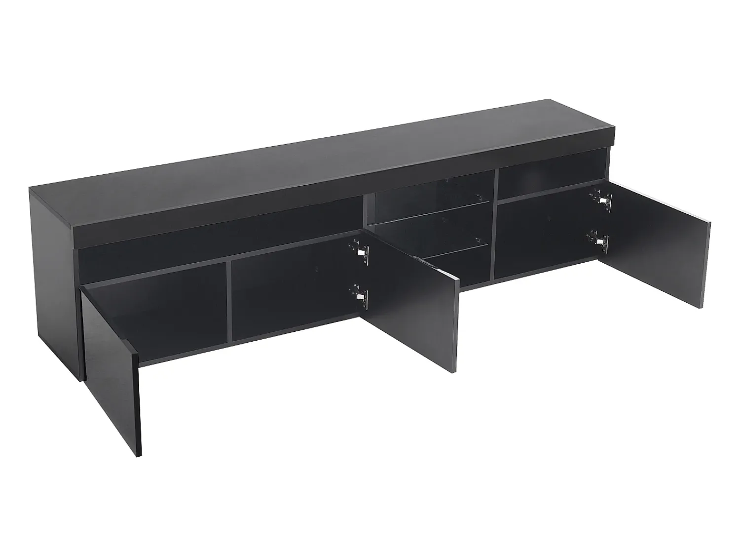 Móvel De Tv|Hauss Spole Móvel TV com 3 portas, 5 nichos e LED, Preto