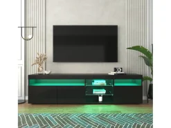Móvel De Tv|Hauss Spole Móvel TV com 3 portas, 5 nichos e LED, Preto