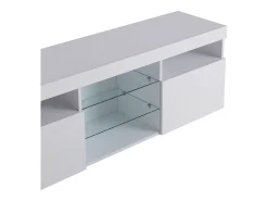 Móvel De Tv*Hauss Spole Móvel TV com 3 portas, 5 nichos e LED, Branco