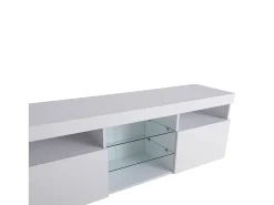 Móvel De Tv*Hauss Spole Móvel TV com 3 portas, 5 nichos e LED, Branco