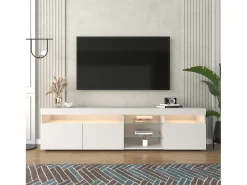 Móvel De Tv*Hauss Spole Móvel TV com 3 portas, 5 nichos e LED, Branco