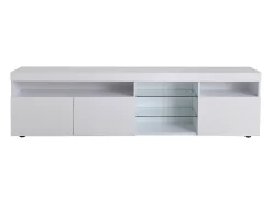 Móvel De Tv*Hauss Spole Móvel TV com 3 portas, 5 nichos e LED, Branco