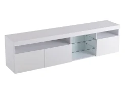 Móvel De Tv*Hauss Spole Móvel TV com 3 portas, 5 nichos e LED, Branco