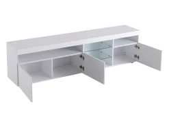Móvel De Tv*Hauss Spole Móvel TV com 3 portas, 5 nichos e LED, Branco