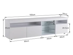 Móvel De Tv*Hauss Spole Móvel TV com 3 portas, 5 nichos e LED, Branco