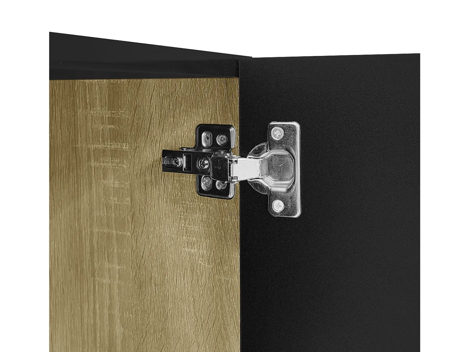 Móvel De Tv*Hauss Spole Móvel TV com 4 portas, corpo lacado brilhante e faixa dourada - 170x35x46cm Preto