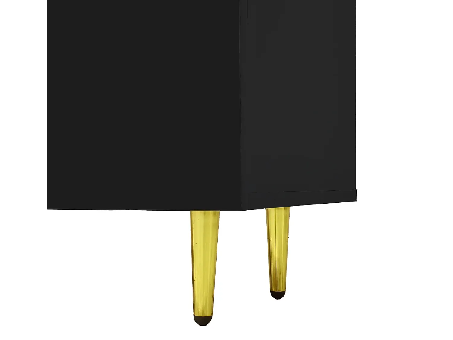 Móvel De Tv*Hauss Spole Móvel TV com 4 portas, corpo lacado brilhante e faixa dourada - 170x35x46cm Preto