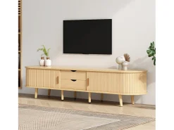 Móvel De Tv*Merax Móvel TV com 2 portas de correr ovais - 175 x 40 x 42cm - Madeira MDF - Cor madeira Bege