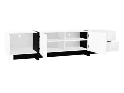 Clearance Hauss Spole Móvel TV com 3 portas e 2 gavetas, corpo ranhurado na cor branca com detalhes em - 190x35x45cm Preto