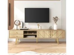 Merax Móvel TV com 2 portas e 2 gavetas - 160 x 36 x 42 cm - MDF, Aglomerado - Cor madeira^ Móvel De Tv