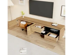 Discount Merax Móvel TV com 2 portas e 2 gavetas - 173 x 38 x 48 cm - Aglomerado - para sala de jantar - Cor madeira Natural claro