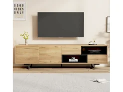 Discount Merax Móvel TV com 2 portas e 2 gavetas - 173 x 38 x 48 cm - Aglomerado - para sala de jantar - Cor madeira Natural claro