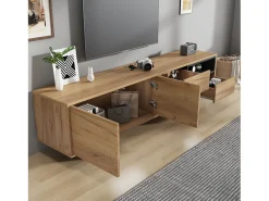 Discount Merax Móvel TV com 2 portas e 2 gavetas - 173 x 38 x 48 cm - Aglomerado - para sala de jantar - Cor madeira Natural claro