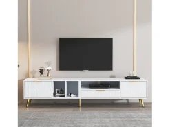 Móvel De Tv*Merax Móvel TV com 2 portas e 1 gaveta - 180 x 40 x 41 cm - Aglomerado - para sala de estar - Branco