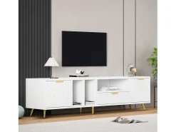 Móvel De Tv*Merax Móvel TV com 2 portas e 1 gaveta - 180 x 40 x 41 cm - Aglomerado - para sala de estar - Branco