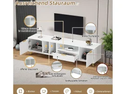 Móvel De Tv*Merax Móvel TV com 2 portas e 1 gaveta - 180 x 40 x 41 cm - Aglomerado - para sala de estar - Branco