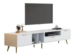 Móvel De Tv*Merax Móvel TV com 2 portas e 1 gaveta - 180 x 40 x 41 cm - Aglomerado - para sala de estar - Branco