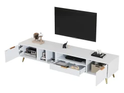 Móvel De Tv*Merax Móvel TV com 2 portas e 1 gaveta - 180 x 40 x 41 cm - Aglomerado - para sala de estar - Branco
