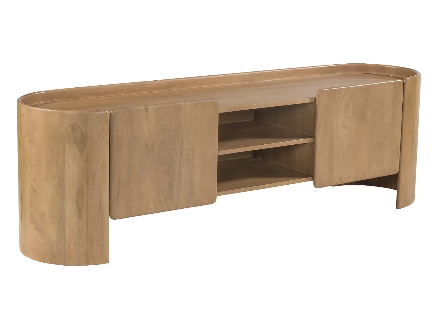 Móvel De Tv*Vente-unique Móvel TV com 2 portas e 2 nichos em madeira de mangueira - Natural - ISLARA Natural claro