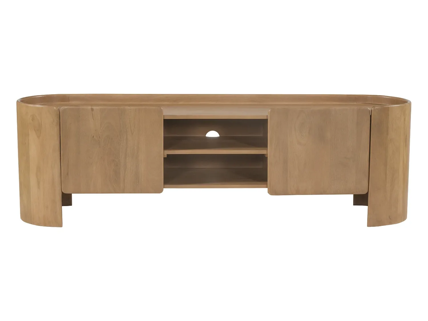 Móvel De Tv*Vente-unique Móvel TV com 2 portas e 2 nichos em madeira de mangueira - Natural - ISLARA Natural claro