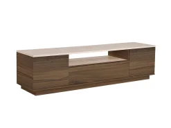 Móvel De Tv|Vente-unique Móvel TV com 3 portas e 1 nicho - Natural escuro e efeito travertino bege - LOTULA Natural escuro / Bege