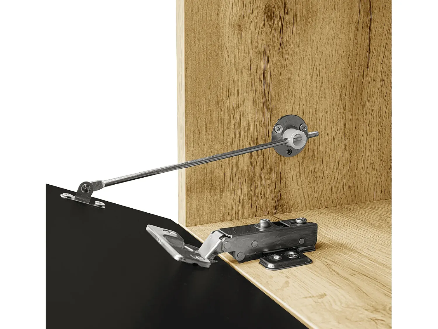 Móvel De Tv*Hauss Spole Móvel TV com 3 portas e LED, móvel TV de parede em laca preta brilhante e acabamento em madeira - 180x35x30cm Natural claro