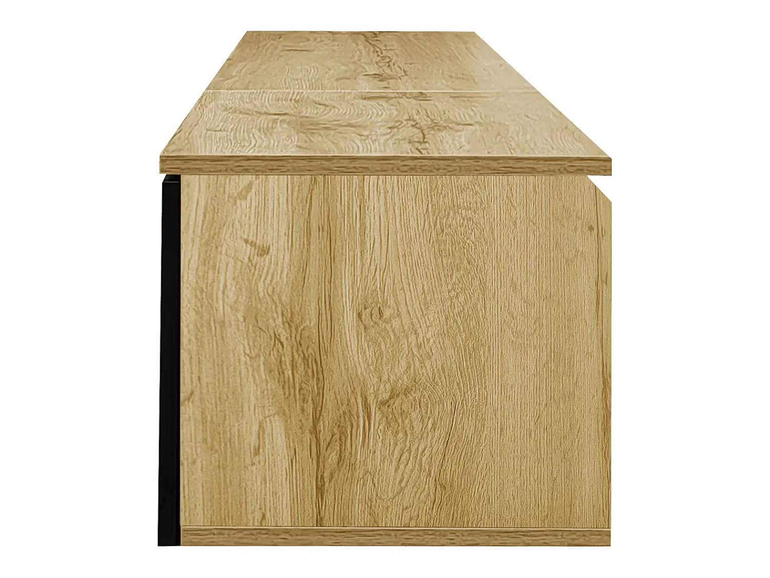 Móvel De Tv*Hauss Spole Móvel TV com 3 portas e LED, móvel TV de parede em laca preta brilhante e acabamento em madeira - 180x35x30cm Natural claro