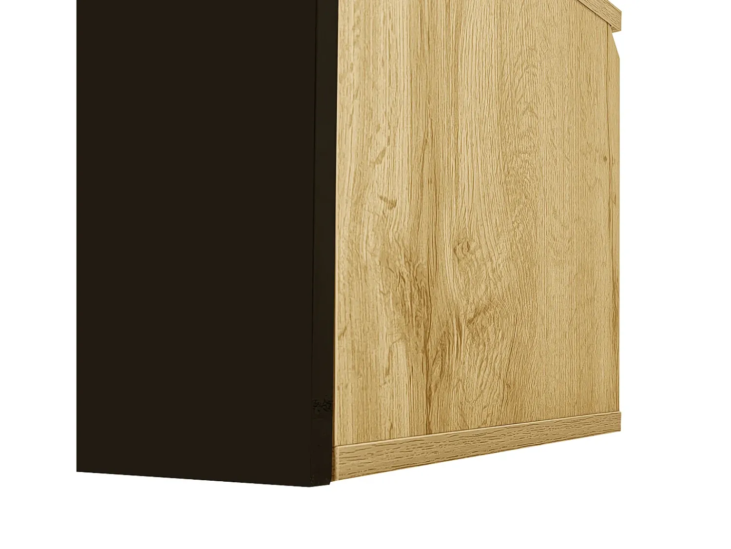 Móvel De Tv*Hauss Spole Móvel TV com 3 portas e LED, móvel TV de parede em laca preta brilhante e acabamento em madeira - 180x35x30cm Natural claro