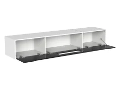 Móvel De Tv|Hauss Spole Móvel TV com 3 portas e LED, móvel TV de parede, lacado branco e Preto