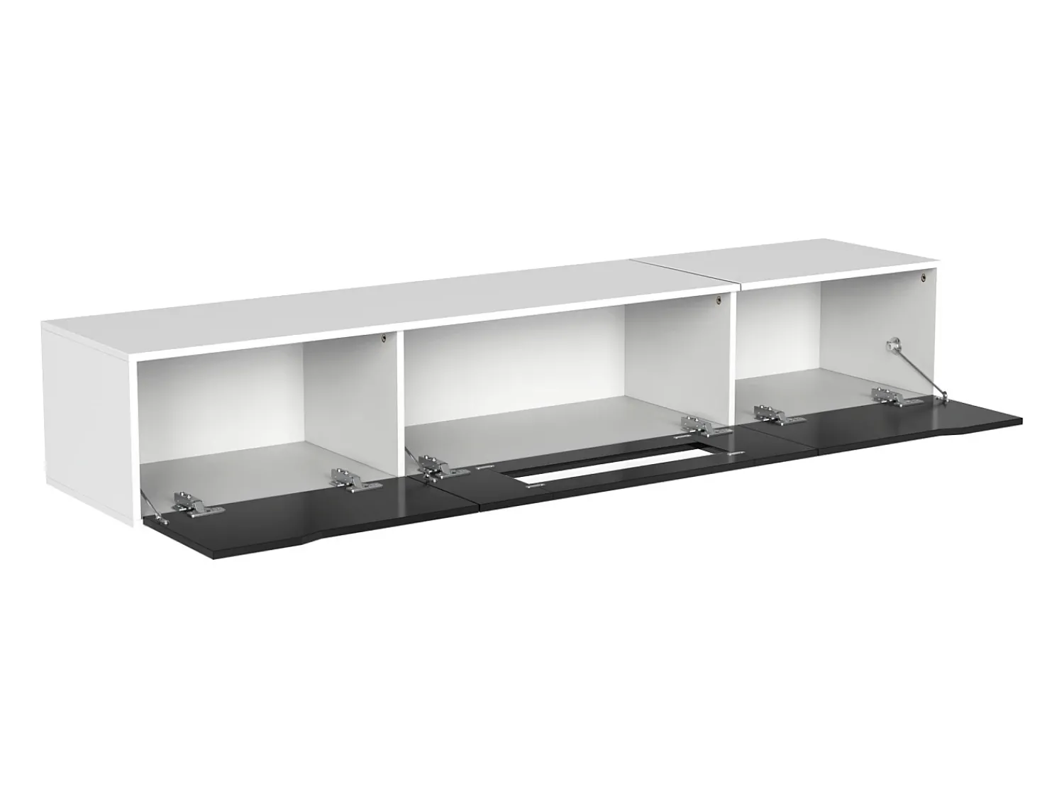 Móvel De Tv|Hauss Spole Móvel TV com 3 portas e LED, móvel TV de parede, lacado branco e Preto