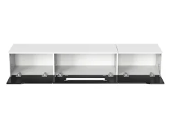 Móvel De Tv|Hauss Spole Móvel TV com 3 portas e LED, móvel TV de parede, lacado branco e Preto