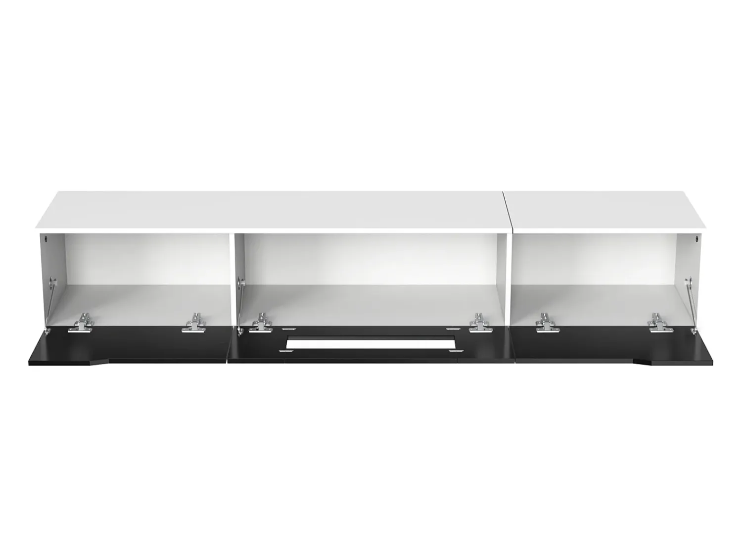 Móvel De Tv|Hauss Spole Móvel TV com 3 portas e LED, móvel TV de parede, lacado branco e Preto