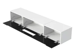 Móvel De Tv|Hauss Spole Móvel TV com 3 portas e LED, móvel TV de parede, lacado branco e Preto