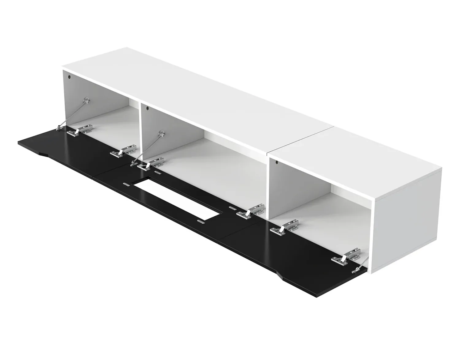 Móvel De Tv|Hauss Spole Móvel TV com 3 portas e LED, móvel TV de parede, lacado branco e Preto