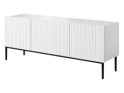 Móvel De Tv* Móvel TV com 2 portas rebatíveis e 1 gaveta branca com pé metálico 150x45 cm Branco
