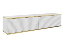 Móvel De Tv* Móvel TV com Lamas Brancas, 135 x 30 x 32 cm, Push to Open Branco